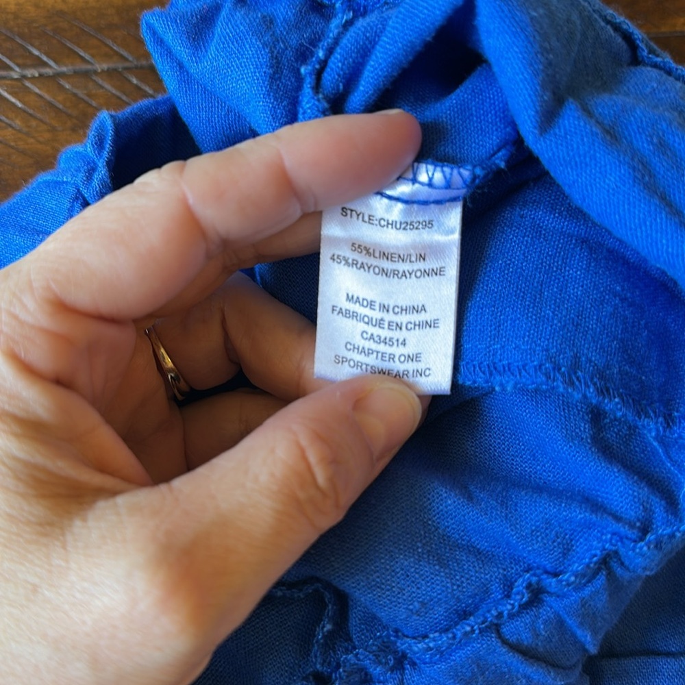Blue linen‎ blend side pocket drawstring Casual Pants size XL - Picture 6 of 6